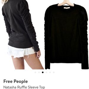 Free People Natasha Ruffle Sleeve Top size XS